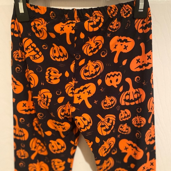 Girls Halloween Leggings, Jack-O-Lantern Leggings Size 14, Pumpkin Leggings - Picture 6 of 8